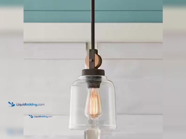 Lot 49-5581520 - Home Decorators Collection Knollwood 7 in. 1-Light Black Bronze Vintage Brass Accents Industrial Min...