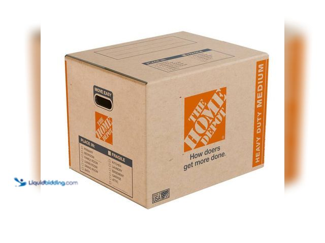 Lot 49-5412598 - Home Depot 20 in. L x 16 in. W x 15 in. D Heavy-Duty Medium Moving Shipping and Packing Box with Han...
