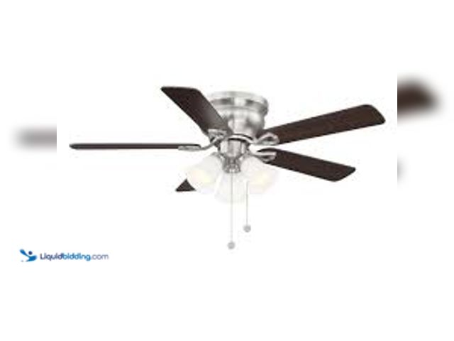 Lot 49-5407299 - Hampton Bay Clarkston II 44 in. LED Indoor Brushed Nickel Ceiling Fan with Light Kit. Model # SW1803...