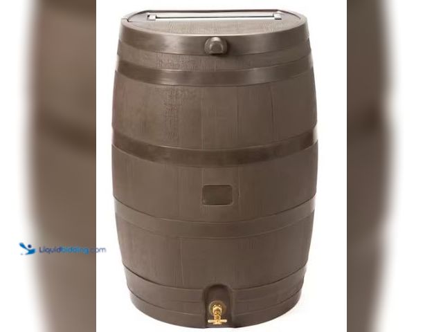 Lot 49-1519215 - RTS Home Accents 50 Gal. Rain Barrel Walnut Color with Brass Spigot Model#55100009005681, Slightly U...