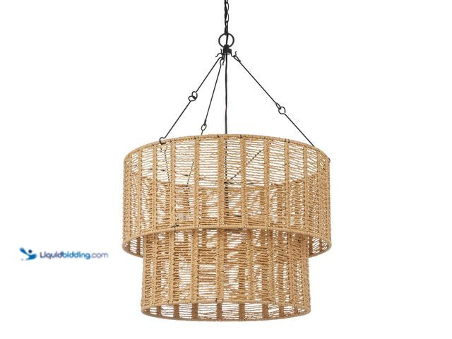 Lot 49-5447958 - Hampton Bay Hailee 3-Light Basket Hanging Pendant Black Natural Weave Shade. [Model # LBO4903AX-03] ...