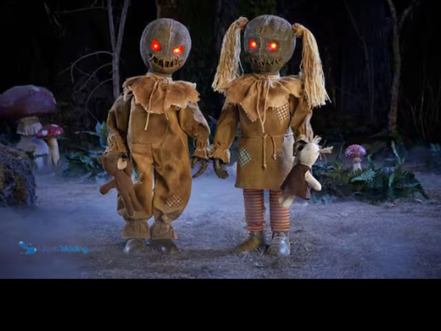 Lot 49-2024013 - Home Accents Holiday 2-Piece Wicked Woods Animated LED Burlap Twins, Model # 26PA06448, MSRP $ 99.00...