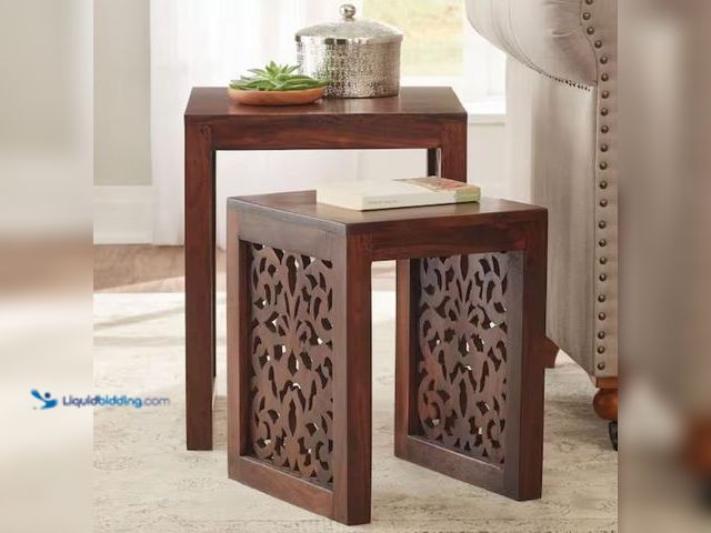 Lot 49-1631944 - Home Decorators Collection Maharaja Walnut Brown 2-Piece Nesting End Table, Model # 0652100960, Slig...