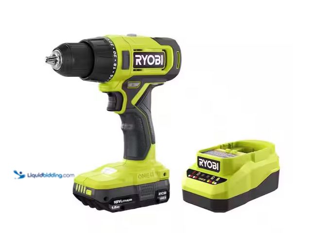 Lot 49-1576695 - RYOBI ONE+ 18V Cordless 1/2 in. Drill/Driver Kit with (1) 1.5 Ah Battery and Charger Model # PCL206K...
