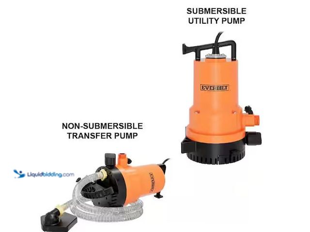 Lot 49-1576496 - Everbilt 1/4 HP 2-in-1 Submersible Utility and Transfer Pump Model # UTA02510, Slightly Used, Has At...