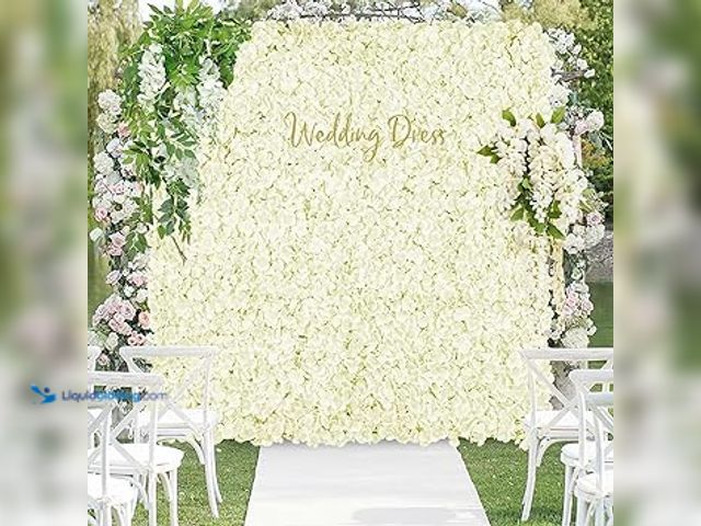 Lot 49-5448576 - Ivory Backdrop Flowers Wall Panels: 24 Pcs 15 x 15 Inch Floral Backdrop Artificial Flower Wall Decor...