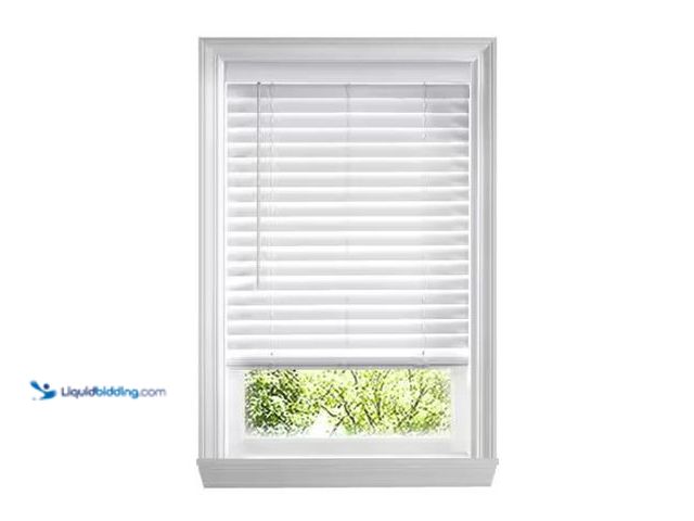 Lot 49-1624440 - Home Decorators Collection White Cordless Faux Wood Blinds for Windows with 2 in. Slats - 71.75 in. ...