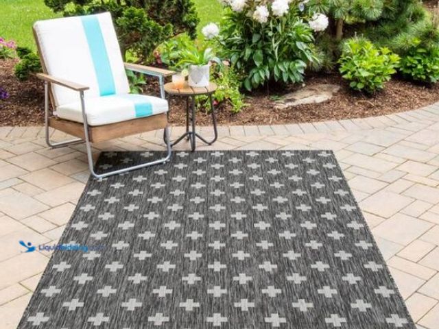 Lot 49-1628123 - Momeni Umbria Charcoal 6 ft. 7 in. x 9 ft. 6 in. Indoor/Outdoor Area Rug. Model: VILLAVI-01CHR6796 U...