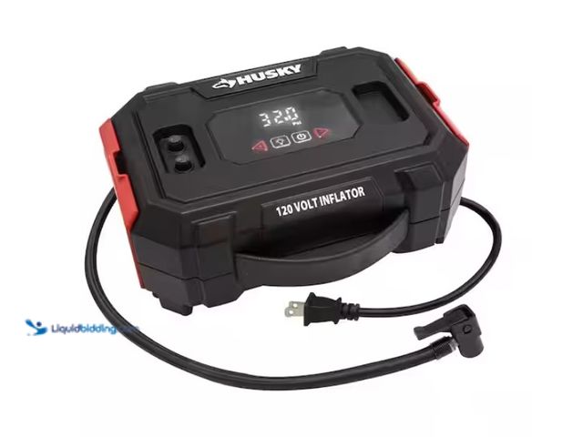 Lot 49-1547190 - Husky 120-Volt Inflator, Model # H120N, Slightly used, Tested works, Auto Shut off.  Ref#SB-1024