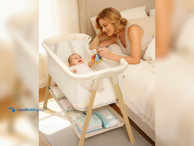 Lot 49-5544164 - Baby Bassinet Bedside Sleeper - Upgrade Safety Bassinets with Crib Sheet, Easy to Move, 4 Adjustable...