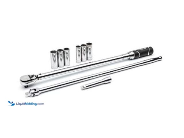 Lot 49-1564261 - Husky 1/2 in. Drive SAE and Metric Torque Wrench Tire Change Kit with Storage Case (9-Piece) Model #...