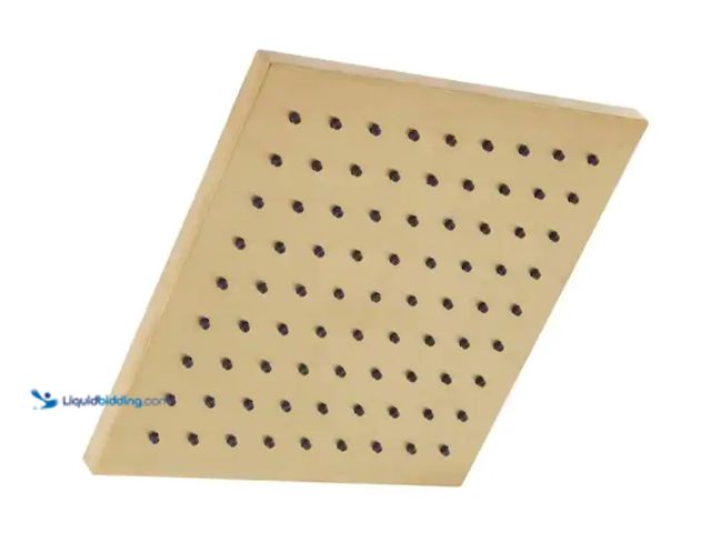 Lot 49-1570041 - Glacier Bay Modern 1-Spray Pattern 8.8 in. Single Wall Mount Fixed Shower Head in Matte Gold, Model ...