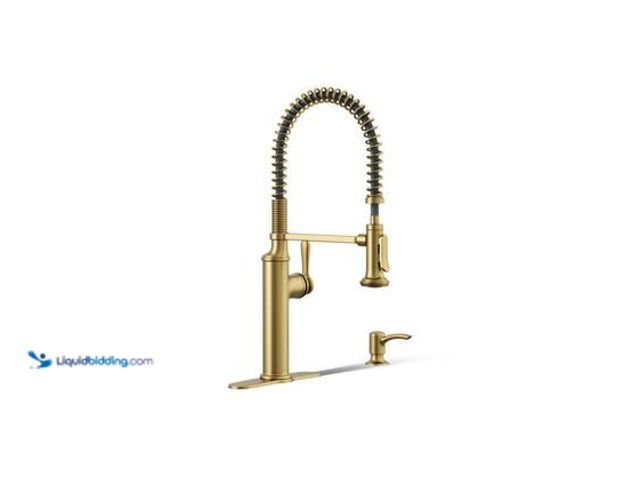 Lot 49-5554473 - KOHLER Sous Single-Handle Semi-Professional Pull Down Kitchen Faucet with Sprayer in Gold Vibrant Br...