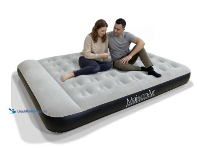 Lot 49-2022732 - MaisonAir 12in Queen Airbed Premium Air Mattress with Coil Beam Support and Built in Pillow with Rec...