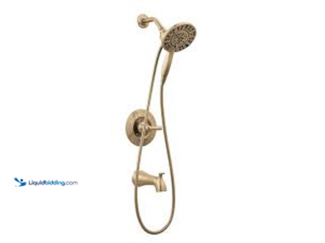 Lot 49-5485558 - Delta Arvo Gold In2ition Two-in-One Single-Handle 4-Spray Tub and Shower Faucet in Champagne Bronze ...