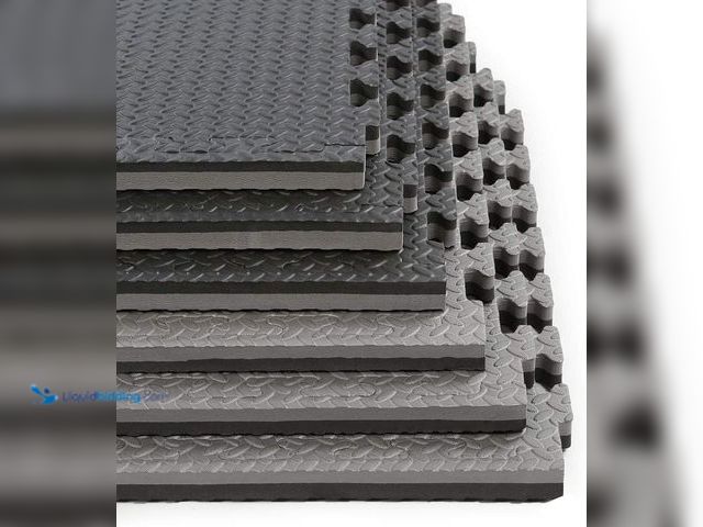 Lot 49-5485772 - Xspec 1" Extra Thick 48 sq ft Reversible EVA Gym Foam Floor Mat Tiles (24" x 24"), Steel Pattern, 12...