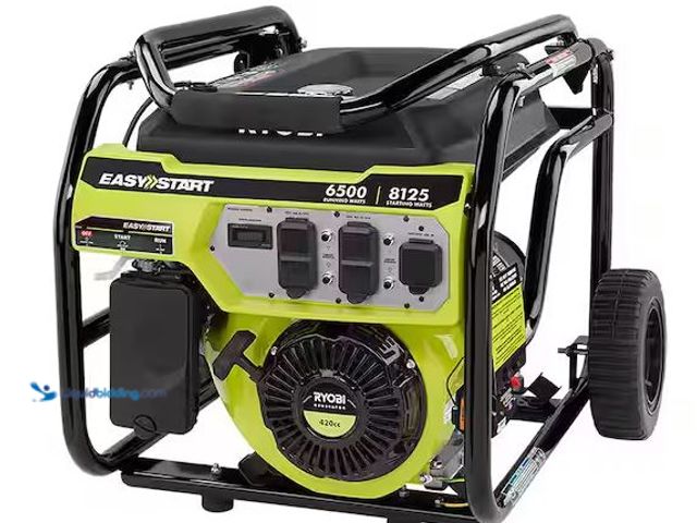 Lot 49-1528807 - RYOBI 6500-Watt Gasoline Powered Portable Generator with CO Detect Shutdown Sensor Model # RY906500S...