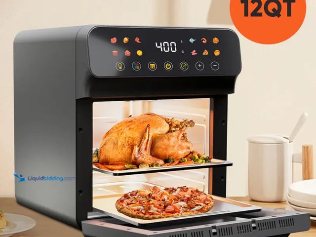 Lot 49-1816093 - Bluebow 12 Quart Air Fryer Oven. Air fry, roast, dehydrate, bake. Touchscreen with 12 pre-sets,