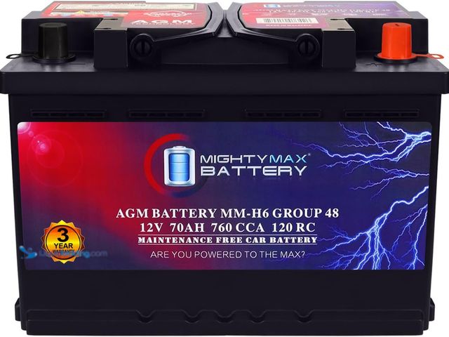Lot 49-5435548 - Mighty Max Battery MM-H6 Start and Stop Car BCI Group Size 48 12V 70 AH, 120RC, 760 CCA Rechargeable...