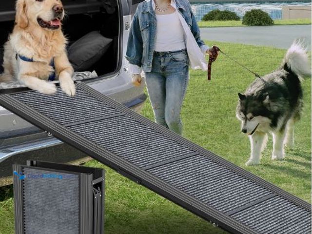 Lot 49-5436308 - Dog Ramp for Car 63" Long & 17" Wide Portable Dog Ramps for Large Dogs with Non-Slip Rug Surface Dog...