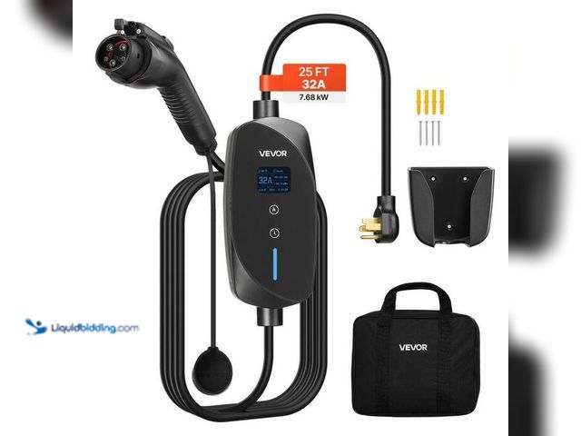 Lot 49-2024382 - VEVOR Level 2 EV Charger, 32 Amp Adjustable Current, 240-Volt Electric Vehicle Portable Charger with...