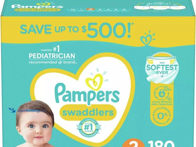 Lot 49-5572469 - Pampers Swaddlers Diapers, Size 2 (12-18 Pounds), 180 Count. Unused