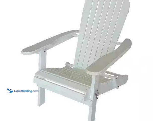 Lot 49-1547745 - Hampton Bay Acacia White Folding Wood Outdoor Adirondack Chair (1-Pack) Model # EFS-C-017, Unused.  ...
