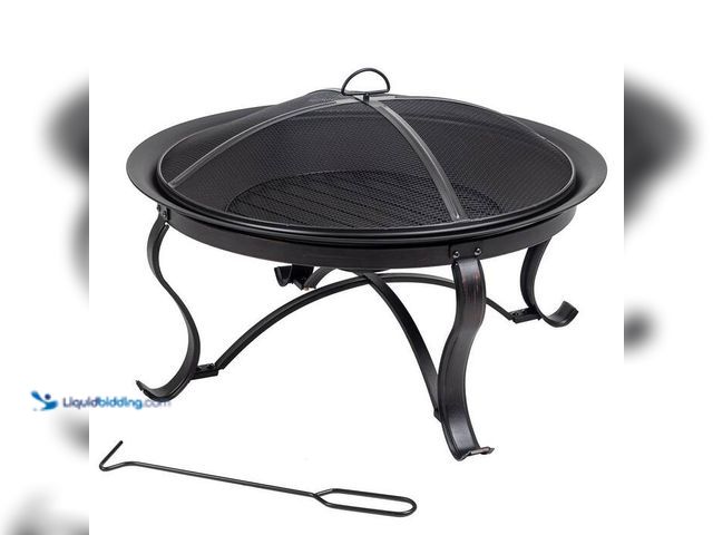 Lot 49-2021903 - Hampton Bay Sadler 29.33 in. D 19.21 in. H Round Steel Wood Fire Pit in Bronze with Spark Screen and...