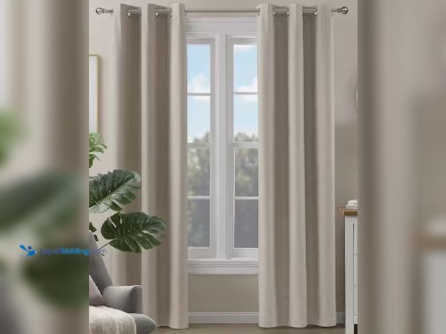 Lot 49-3631427 - Lot of (2) LiGHTSOUT with EnerShield Technology Fairfax Natural 38 in. W x 84 in. L Grommet 100% Bla...
