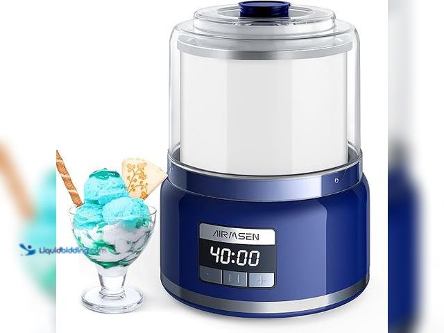 Lot 49-5407713 - AIRMSEN Ice Cream Maker, 2.1-Quart Automatic Ice Cream Machine with LED Screen and Timer for Gelato ...
