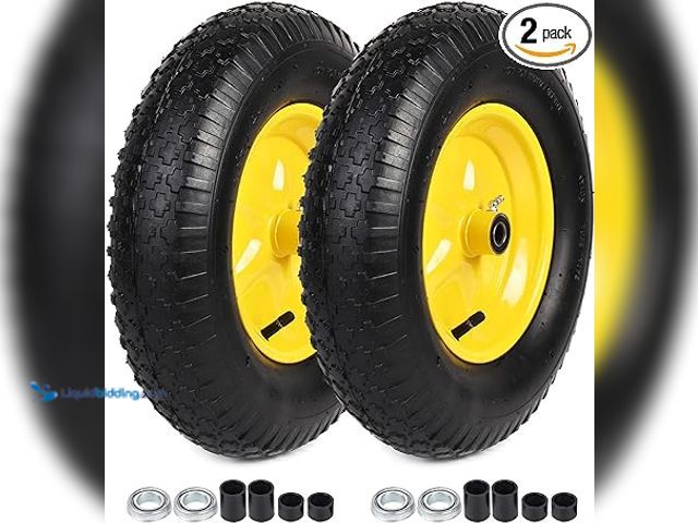 Lot 49-5439248 - AR-PRO (2-PACK) 4.80/4.00-8" Tire and Wheel, 16" Pneumatic Tire Wheels with 3/4" Bearings and 3" Cen...