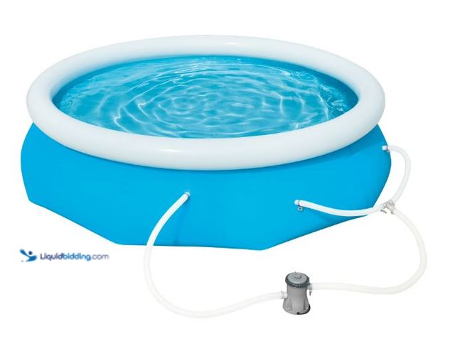 Lot 49-5545792 - Bluescape Fast Set 10’ x 30” Round Inflatable Soft Sided Above Ground Pool Set Including Pool Pump B...