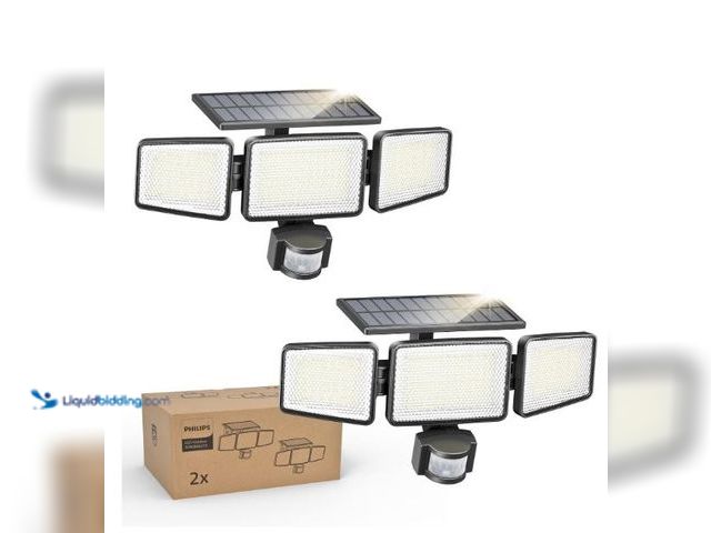 Lot 49-3432510 - Philips Solar Security Light Outdoor 302 LED 1200lm，Solar-Powered Waterproof Wall-Mounted Flood Ligh...