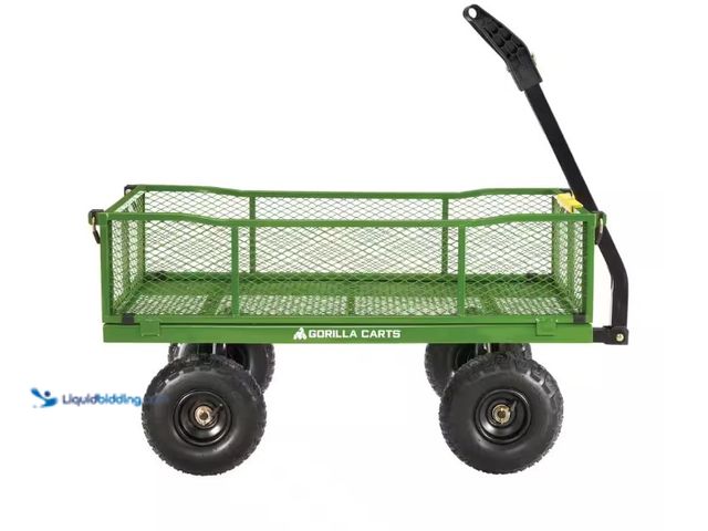 Lot 49-1515684 - GORILLA CARTS 4 cu. ft., 900 lbs. Heavy-Duty Steel Utility Garden Cart, 4 cu. ft., 10 in. Pneumatic ...