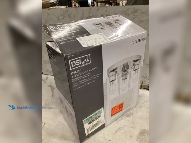Lot 49-3564227 - DSI LIGHTING Delphi 13.25 in. 3-Light Brushed Nickel Contemporary Flush Mount Unused