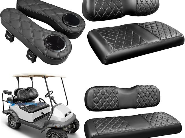 Lot 49-5487505 - NOKINS Golf Cart Seat Covers for Club Car Precedent, Vinyl Front&Rear Seat Cover with Flip-Up Armres...