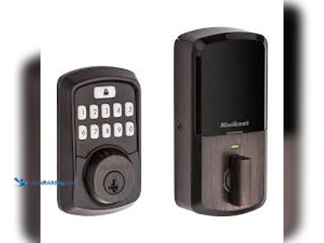 Lot 49-5488111 - Kwikset Aura Venetian Bronze Single Cylinder Electronic Bluetooth Keypad Smart Lock Deadbolt featuri...