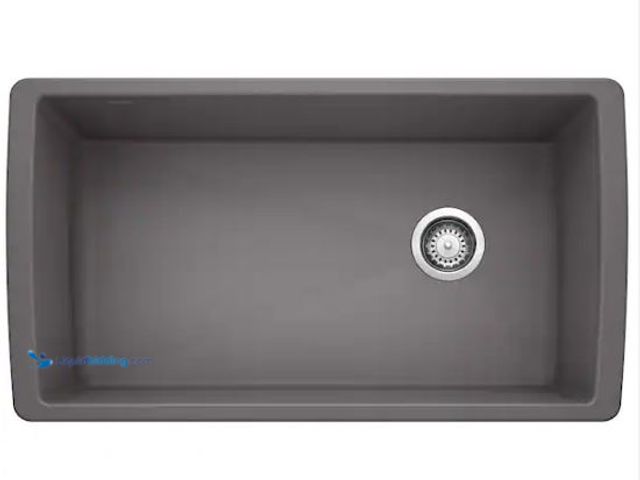 Lot 49-1565079 - Blanco DIAMOND Silgranit Undermount Granite Composite 33.5 in. Single Bowl Kitchen Sink in Cinder, M...