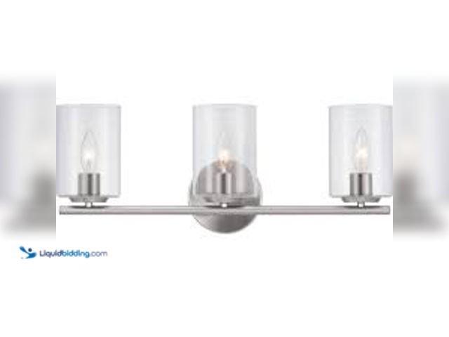 Lot 49-5407298 - Hampton Bay Champlain 22.375 in. 3-Light Brushed Nickel Modern Bathroom Vanity Light with Clear Glas...