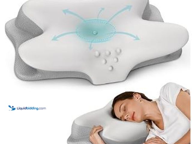 Lot 49-1517539 - Cervical Neck Pillow - Cooling Pillow for Neck Pain Relief, Ergonomic Side Sleeper Pillow for Sleepi...