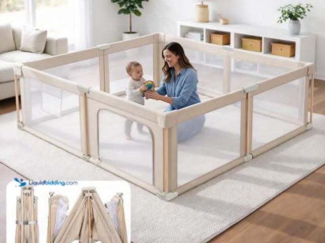 Lot 49-2024685 - Foldable Baby Playpen with Mat, Foldable Baby Fence Play Yards for Babies and Toddlers, Play Pen wit...