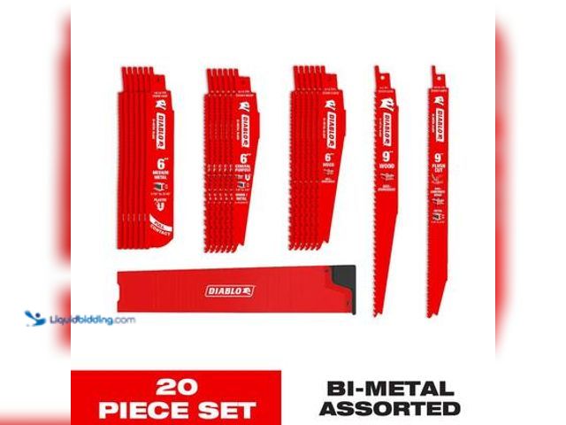 Lot 49-5545260 - DIABLO Bi-Metal Reciprocating Saw Blade Set. Missing 2 wood & metal blades. Unused. Model # DS0020SP...