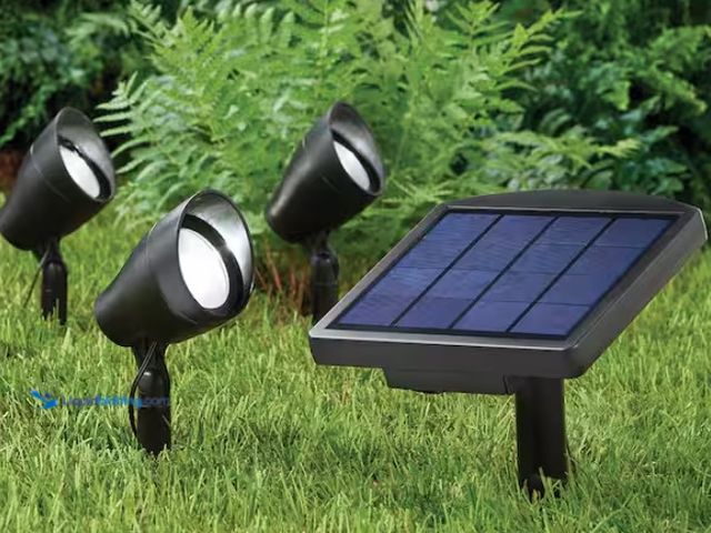 Lot 49-1574854 - (3-Pack) Hampton Bay Solar 50 Lumens Black Integrated LED Spotlight with Remote Panel, Weather/Water...