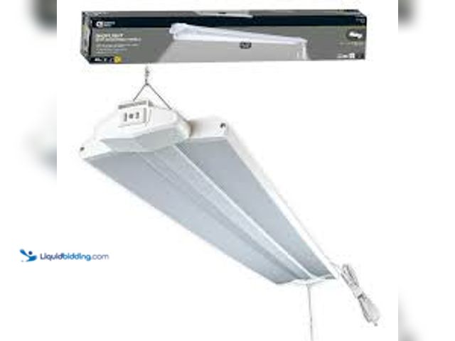 Lot 49-5479079 - Commercial Electric 3.3 ft. Adjustable Lens Linkable Integrated LED White Shop Light with Pull Chain...