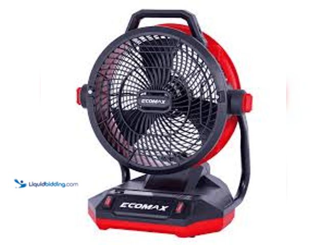 Lot 49-5575003 - Ecomax AC/DC Bucket Top 12" Misting Fan USED. UNABLE TO TEST. BATTERY, CHARGER, AND ATTACHMENTS NOT ...