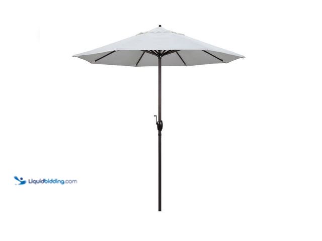 Lot 49-5412869 - California Umbrella
7.5 ft. Bronze Aluminum Market Auto-Tilt Crank Lift Patio Umbrella in White Ole...