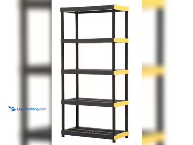 Lot 49-3631052 - HDX 5-Tier Easy Assembly Multi-Purpose Plastic Garage Storage Shelving Unit (NOTE: Shipping damage, ...