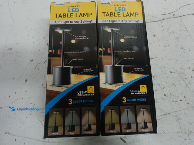 Lot 49-3618531 - 4-Pcs Cordless Rechargeable LED Table Lamp 10.6" Tall, Black, Model # 117224998527, New.  Ref#BIN070...