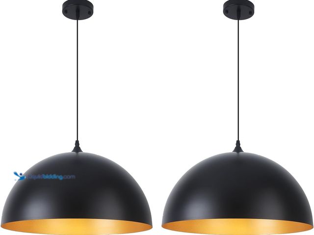 Lot 49-5416297 - Black Pendant Lights Kitchen Island, 16 Inch Black and Gold Dome Pendant Light, Modern Farmhouse Pen...