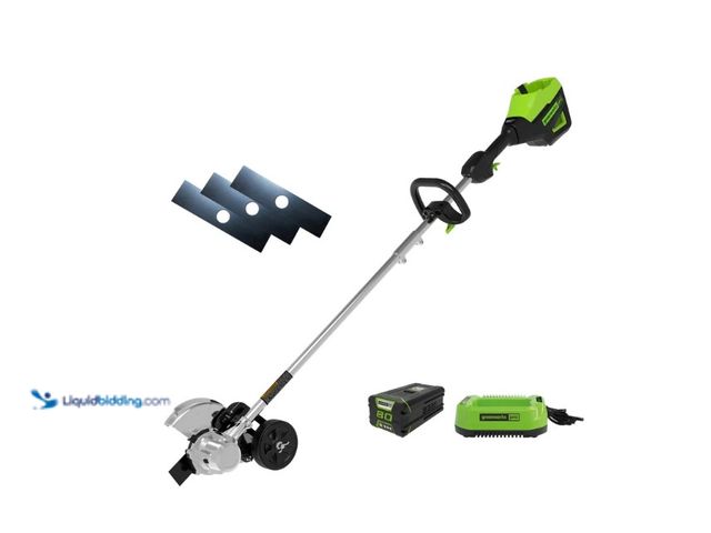 Lot 49-3549339 - Greenworks 80V 8" Gen 2 Brushless Edger. Item 1537343 | Model 2702002. Unused with battery and charg...
